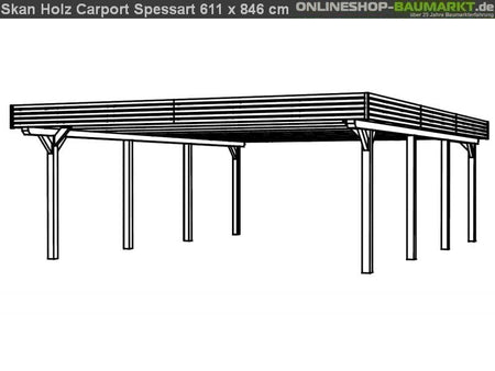 Skan Holz Carport Spessart 611 x 846 cm Leimholz