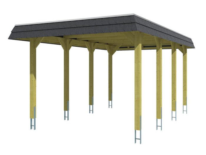 Skan Holz Carport Spreewald 345 x 589 cm mit schwarzer Blende