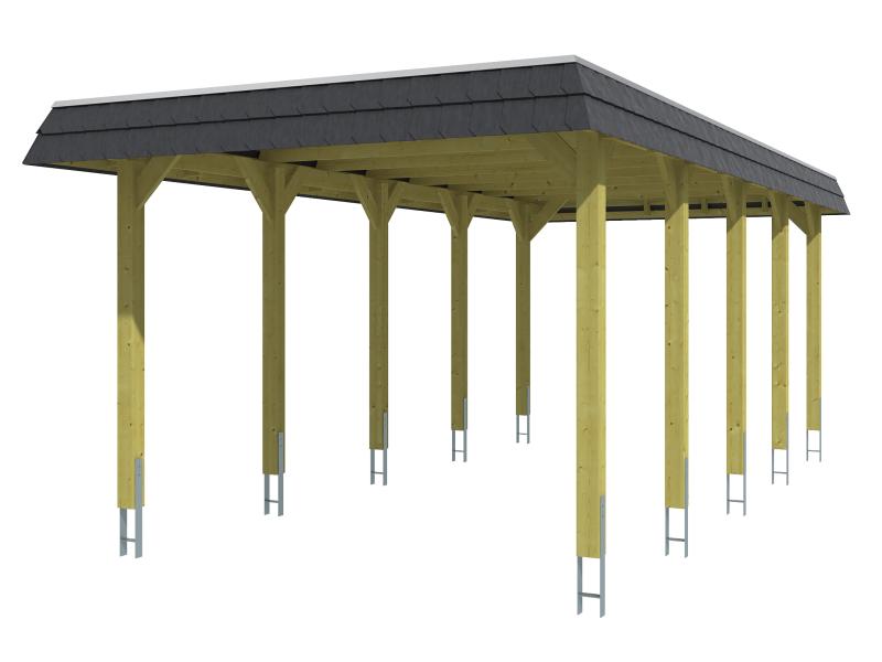 Skan Holz Carport Spreewald 345 x 741 cm mit schwarzer Blende