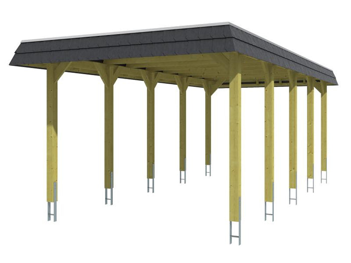 Skan Holz Carport Spreewald 345 x 741 cm mit schwarzer Blende