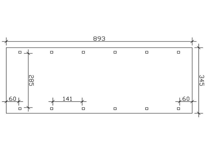 Skan Holz Carport Spreewald 345 x 893 cm mit roter Blende
