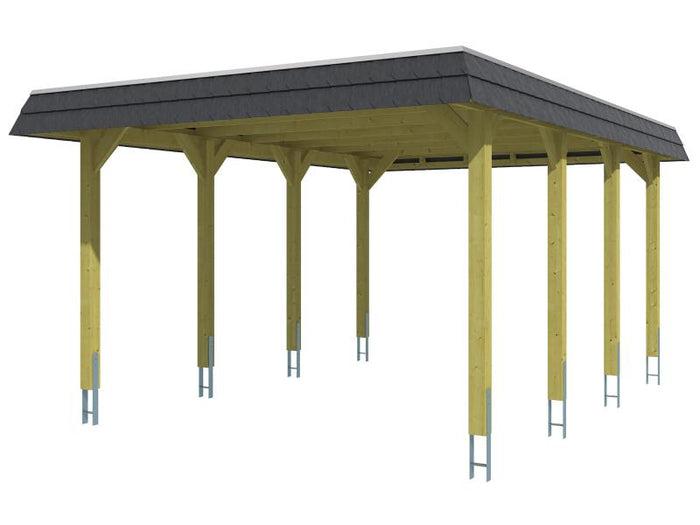 Skan Holz Carport Spreewald 396 x 589 cm mit schwarzer Blende