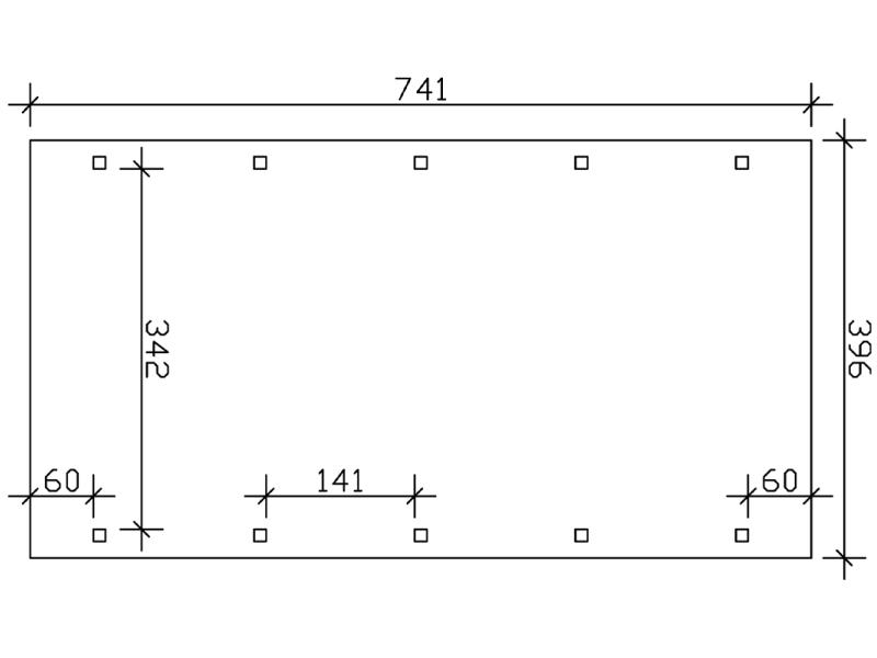 Skan Holz Carport Spreewald 396 x 741 cm mit roter Blende