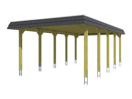 Skan Holz Carport Spreewald 396 x 741 cm mit schwarzer Blende
