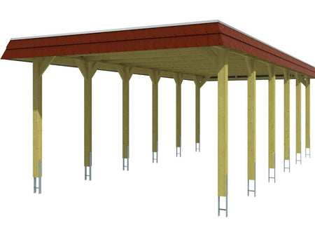 Skan Holz Carport Spreewald 396 x 893 cm mit roter Blende