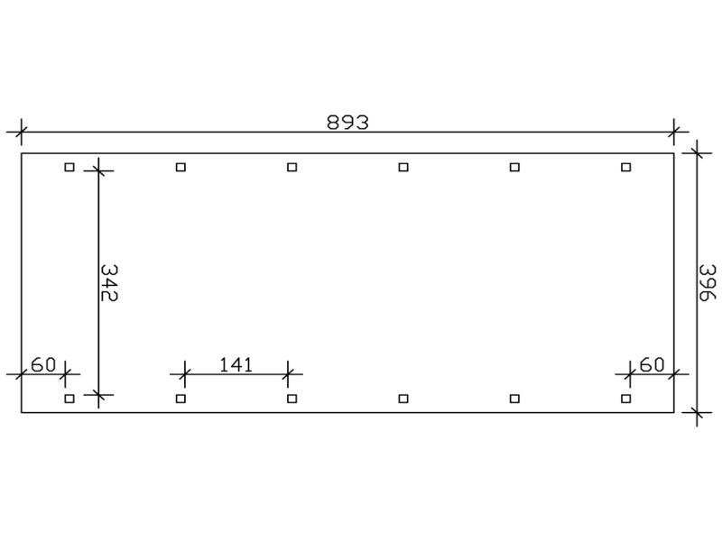 Skan Holz Carport Spreewald 396 x 893 cm mit roter Blende