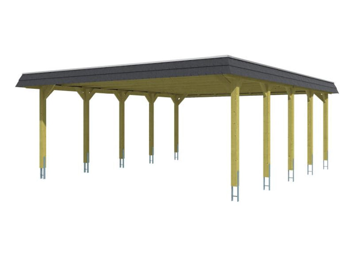 Skan Holz Carport Spreewald 585 x 741 cm mit schwarzer Blende