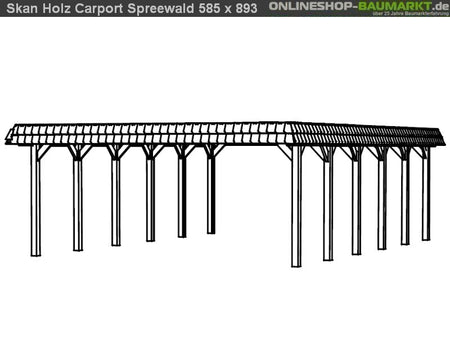 Skan Holz Carport Spreewald 585 x 893 cm mit schwarzer Blende