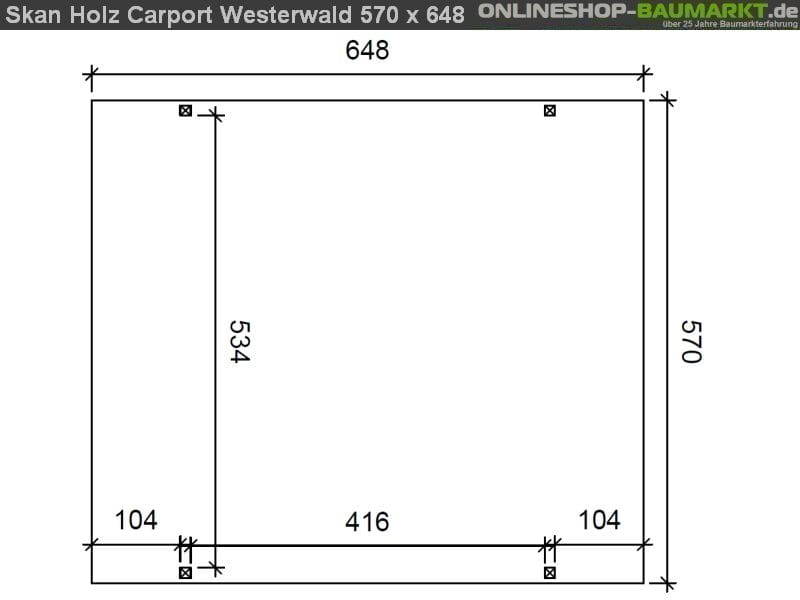 Skan Holz Carport Westerwald 570 x 648 cm Leimholz