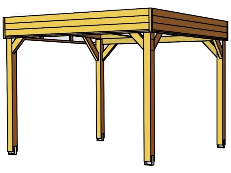 Skan Holz Flachdach Pavillon Toulouse, nussbaum
