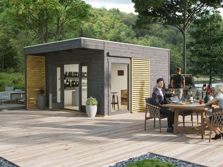 Skan Holz Gartenhaus Tokio 4 zweischalig schiefergrau