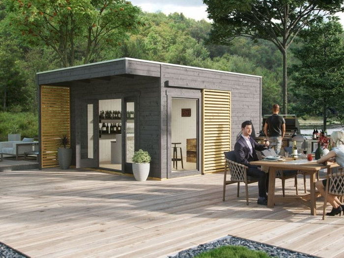 Skan Holz Gartenhaus Tokio 4 zweischalig schiefergrau