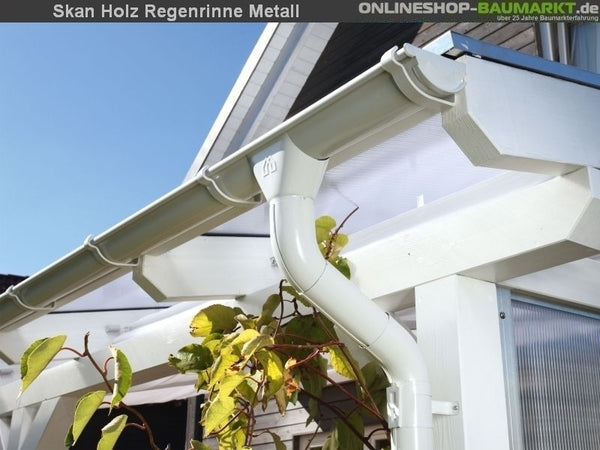 Skan Holz Metall-Regenrinne für Satteldach-Carport 812 cm, weiß