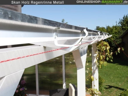 Skan Holz Metall-Regenrinne für Terrassenüberdachung bis 648 cm Breite, weiß