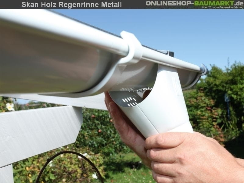 Skan Holz Metall-Regenrinne für Terrassenüberdachung bis 648 cm Breite, weiß