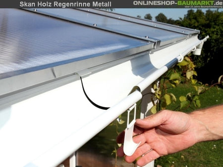 Skan Holz Metall-Regenrinne für Terrassenüberdachung bis 648 cm Breite, weiß