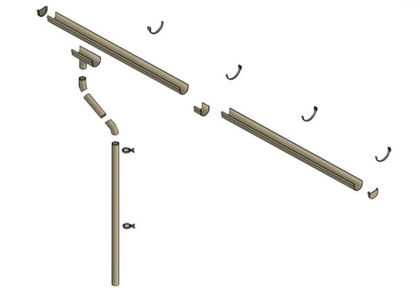 Skan Holz Regenrinne für Satteldach-Carport 600 cm, braun, Kunststoff
