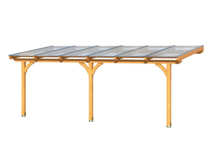 Skan Holz Terrassenüberdachung Rimini 648 x 350 cm, Nussbaum (Douglasie)
