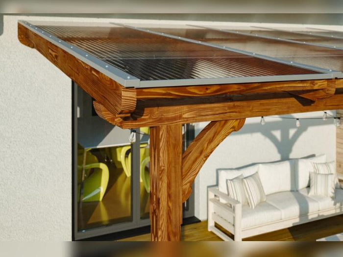 Skan Holz Terrassenüberdachung Rimini 648 x 350 cm, Nussbaum (Douglasie)