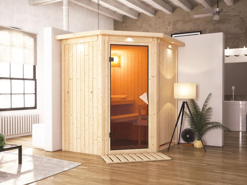 Taurin - Karibu Sauna ohne Ofen - mit Dachkranz -