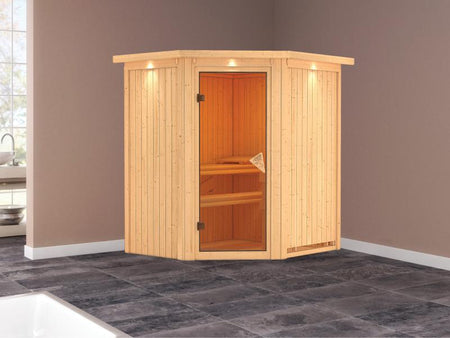 Taurin - Karibu Sauna ohne Ofen - mit Dachkranz -