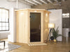 Taurin - Karibu Sauna  ohne Ofen - mit Dachkranz -Moderne Saunatür