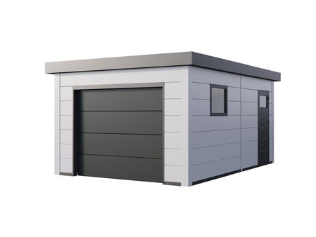 Telluria Metall-Garage Classico 3654, Komplett Weiß, inkl. Garagentor und Fenster