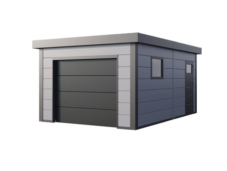Telluria Metall-Garage Classico 3654, Lichtgrau, inkl. Garagentor und Fenster