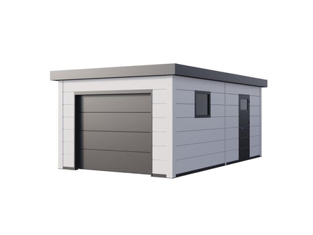 Telluria Metall-Garage Classico 3663, Komplett Weiß, inkl. Garagentor und Fenster