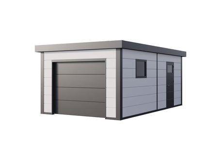 Telluria Metall-Garage Classico 3663, Weiß, inkl. Garagentor und Fenster