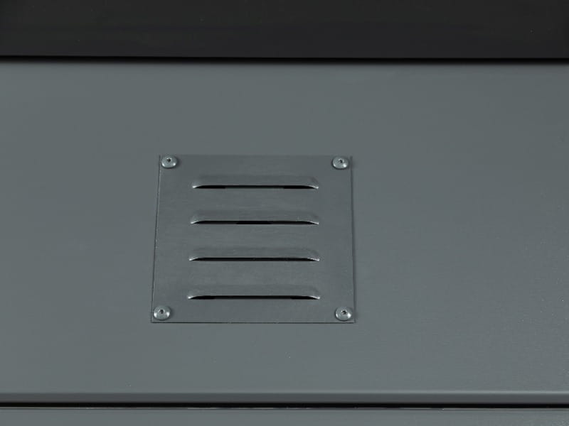 Telluria Metall-Gerätehaus Classico 2424 Granitgrau mit kleinem Seitendach rechts