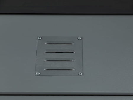 Telluria Metall-Gerätehaus Classico 2424 Granitgrau mit kleinem Seitendach rechts