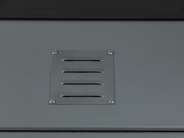 Telluria Metall-Gerätehaus Classico 2424 Granitgrau mit kleinem Seitendach rechts