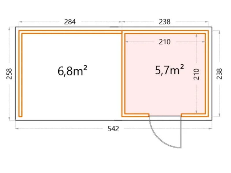 Telluria Metall-Gerätehaus Classico 2424 Weiß mit Lounge links