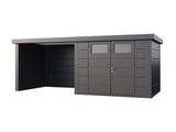 Telluria Metall-Gerätehaus Classico 3024 Granitgrau mit Lounge links