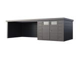 Telluria Metall-Gerätehaus Classico 3030 Granitgrau mit XL Lounge links