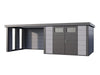 Telluria Metall-Gerätehaus Classico 3030 Lichtgrau mit großer Lounge links, inkl. 2 Fenster