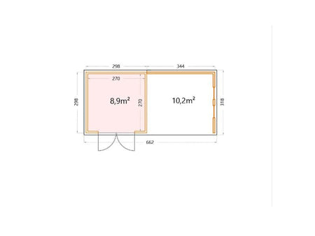 Telluria Metall-Gerätehaus Classico 3030 Weiß mit großer Lounge rechts, inkl. 2 Fenster