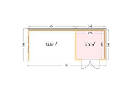 Telluria Metall-Gerätehaus Classico 3030 Weiß mit XL Lounge links, inkl. 2 Fenster