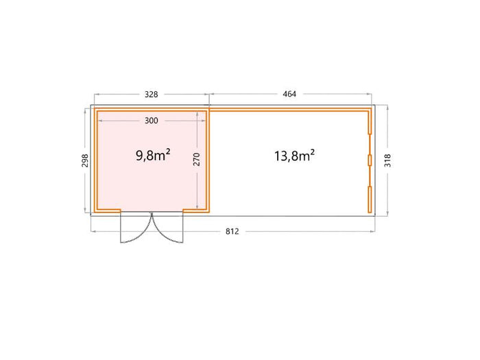Telluria Metall-Gerätehaus Classico 3330 Granitgrau mit XL Lounge rechts, inkl. 2 Fenster