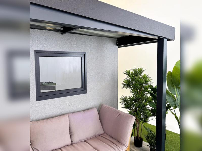 Urban One Gerätehaus Basic Typ 7, 490x256 cm, inkl. Überdachung rechts 2 m