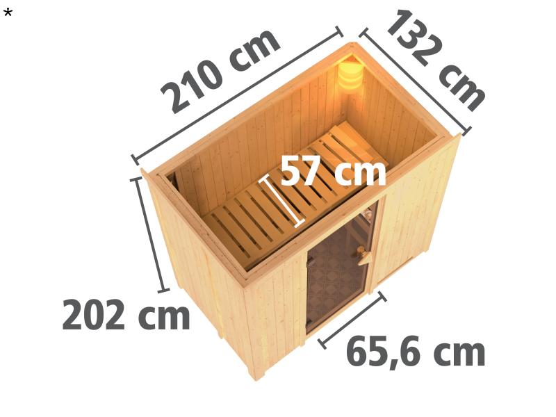Variado - Karibu Sauna ohne Ofen-mit Dachkranz-mit klassischer Saunatür