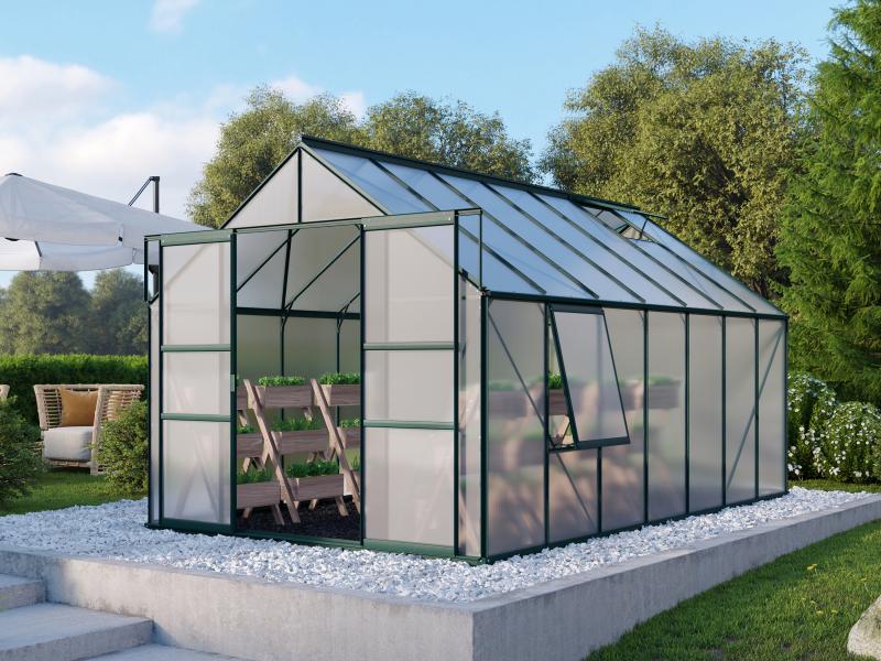 Vitavia Gewächshaus Meridian 2, 11500 HKP 4 mm, smaragd, mit Doppelschiebetür