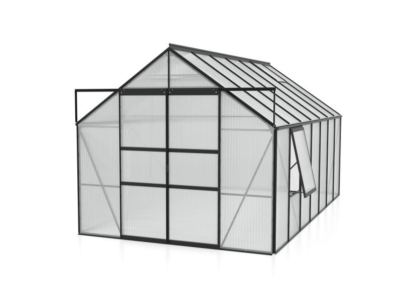 Vitavia Gewächshaus Meridian 2, 11500 HKP 4 mm, schwarz, mit Doppelschiebetür
