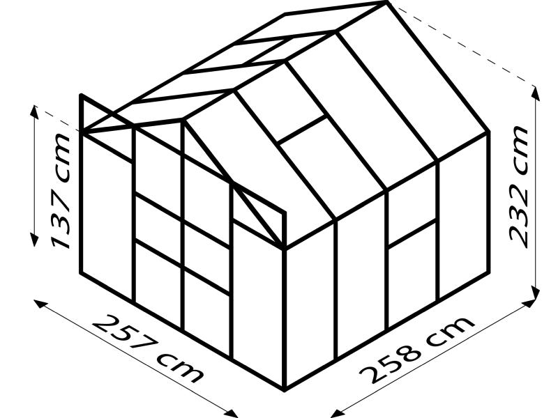 Vitavia Gewächshaus Meridian 2, 6700 ESG 3mm, smaragd, mit Doppelschiebetür