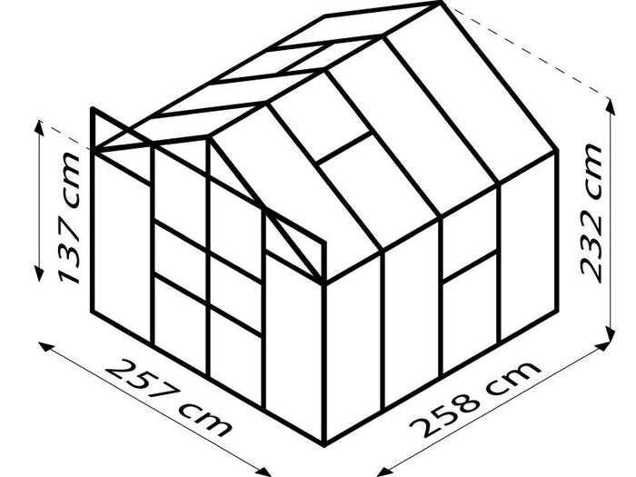 Vitavia Gewächshaus Meridian 2, 6700 ESG 3mm, schwarz, mit Doppelschiebetür