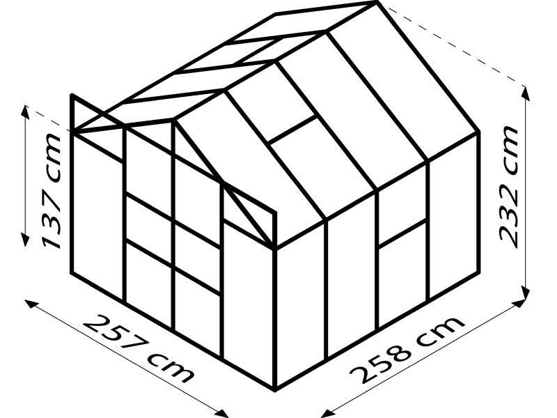 Vitavia Gewächshaus Meridian 2, 6700 HKP 4 mm, smaragd, mit Doppelschiebetür