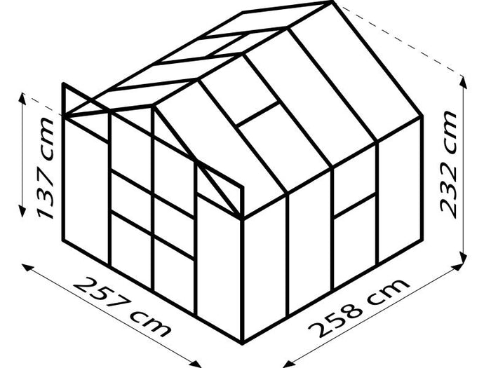 Vitavia Gewächshaus Meridian 2, 6700 HKP 4 mm, smaragd, mit Doppelschiebetür
