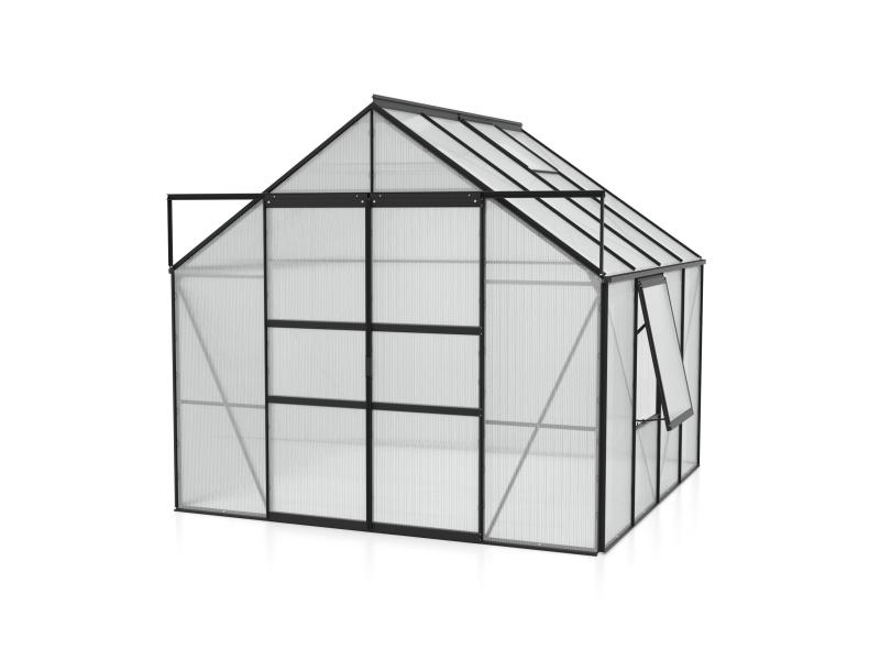 Vitavia Gewächshaus Meridian 2, 6700 HKP 6 mm, schwarz, mit Doppelschiebetür