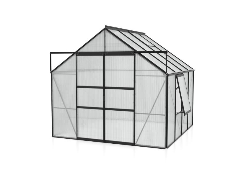 Vitavia Gewächshaus Meridian 2, 6700 HKP 6 mm, schwarz, mit Doppelschiebetür